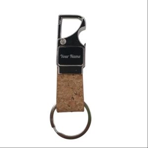 Black Metal Key Ring Cork Opener