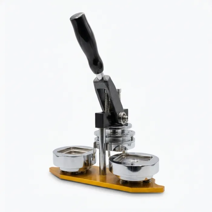 BADGE MAKING MACHINE WITH MOULDS SQUARE HIGH FIDELITY FRONT