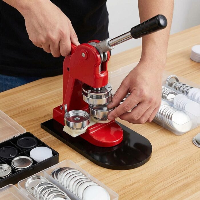 Badge Making Machine with Moulds Round Square MB0MC028 Functional Interaction