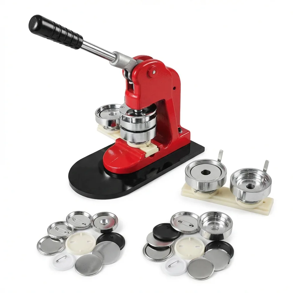 Home 14 Badge Making Machine with Moulds Round Square MB0MC028 High Fidelity Front