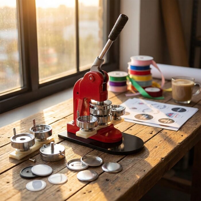 Badge Making Machine with Moulds Round Square MB0MC028 Marketing Usage