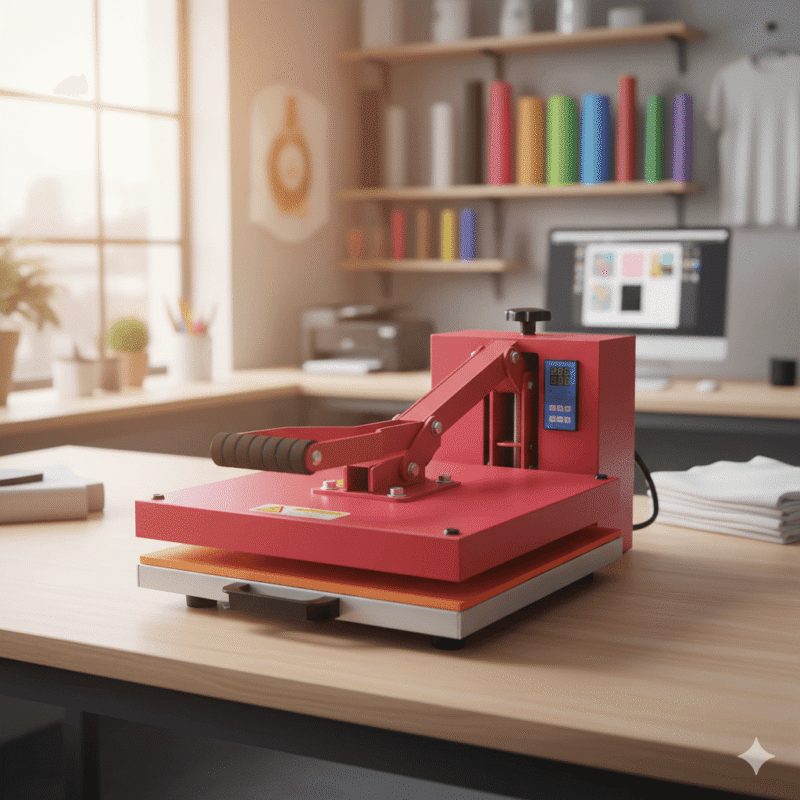 Flat Press Machine 15x15 Red With Drawer