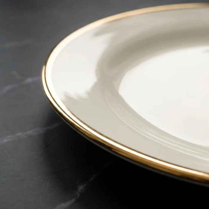 3d Golden Rim Ceramic Plate 10 Inch MB0OP064 Golden Rim Macro