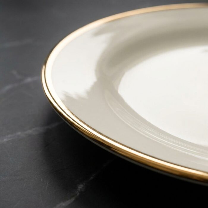 3d Golden Rim Ceramic Plate 10 Inch MB0OP064 Golden Rim Macro