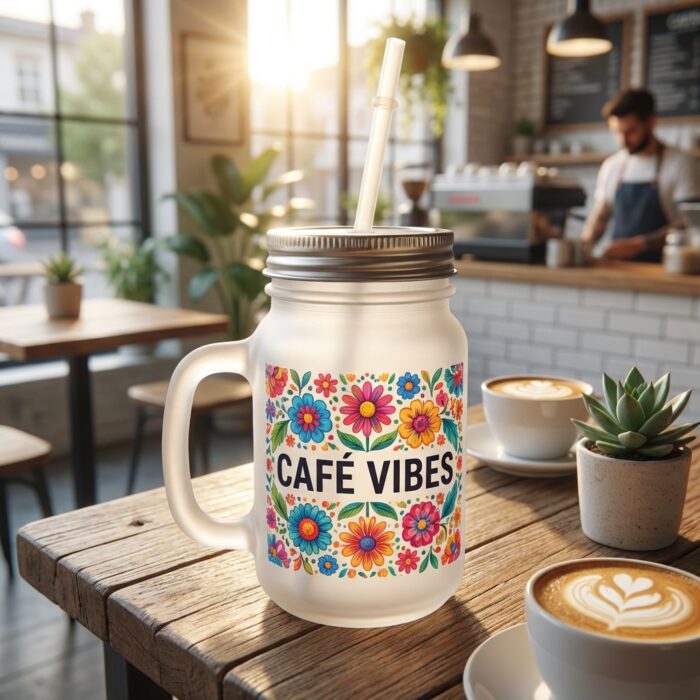 Glass Mason Jar MB0MG029 Cafe Vibes