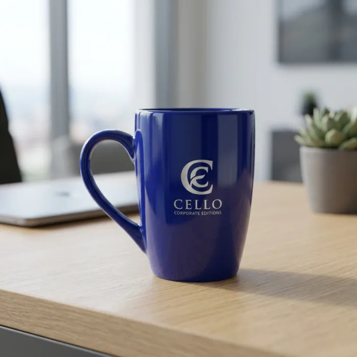 Cello Mug Dark Blue Desk Placement