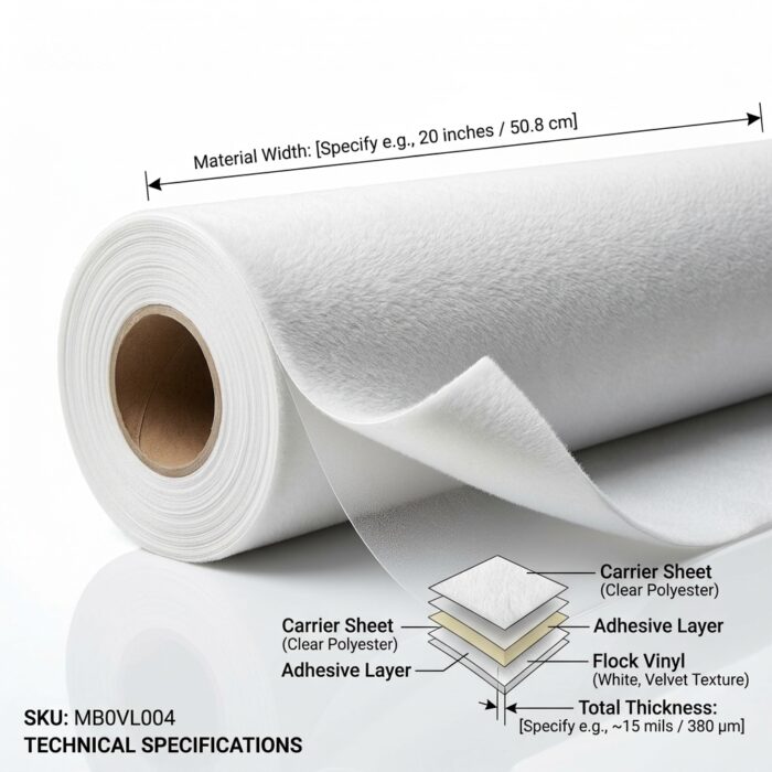 Flock Heat Transfer Vinyl White White MB0VL004 Technical Roll Dimension