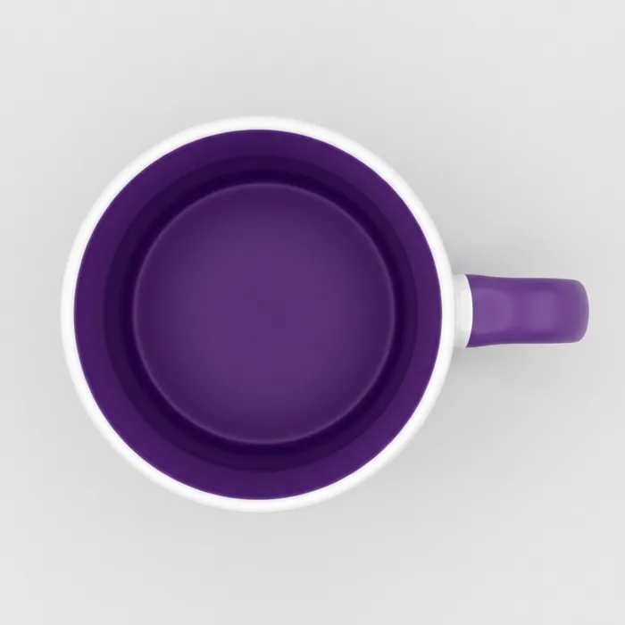 Inner Handle Colored Sublimation Mug - Purple - Purple TOP-DOWN INTERIOR FOCUS