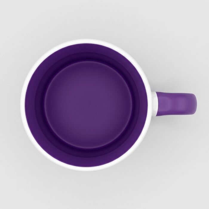 Inner Handle Colored Sublimation Mug - Purple - Purple TOP-DOWN INTERIOR FOCUS