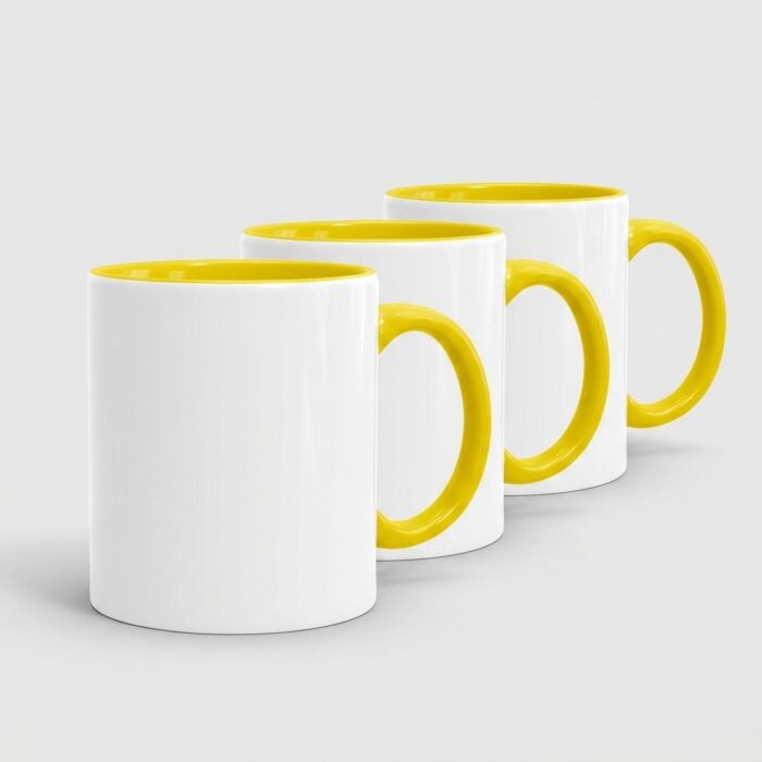Inner Handle Colored Sublimation Mug - Yellow - Yellow SCALABILITY VIEW