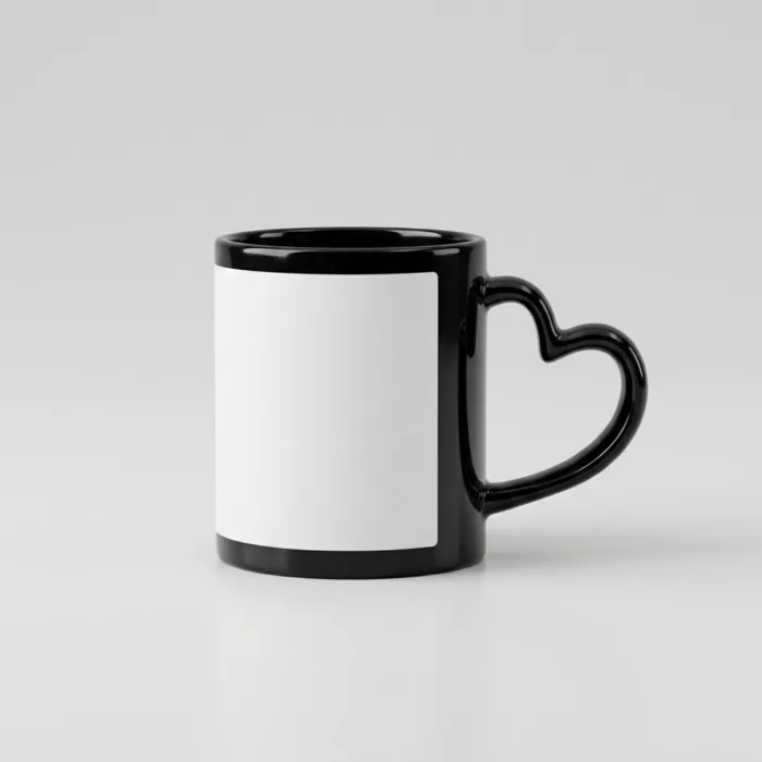 Patch Mug Heart Handle - Black, Heart EXACT REPLICA