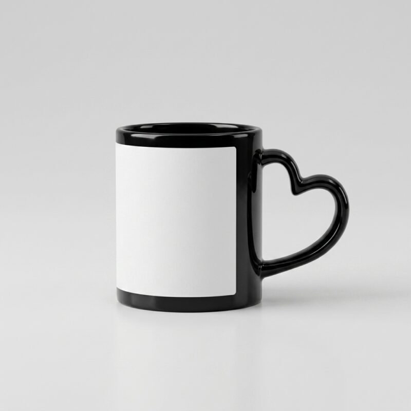 Patch Mug Heart Handle - Black, Heart EXACT REPLICA
