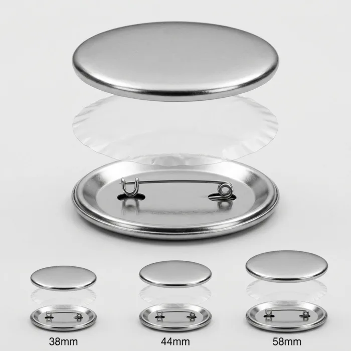 Chinese Round Metal Button Badges - 38mm LAYERED COMPONENT BREAKDOWN