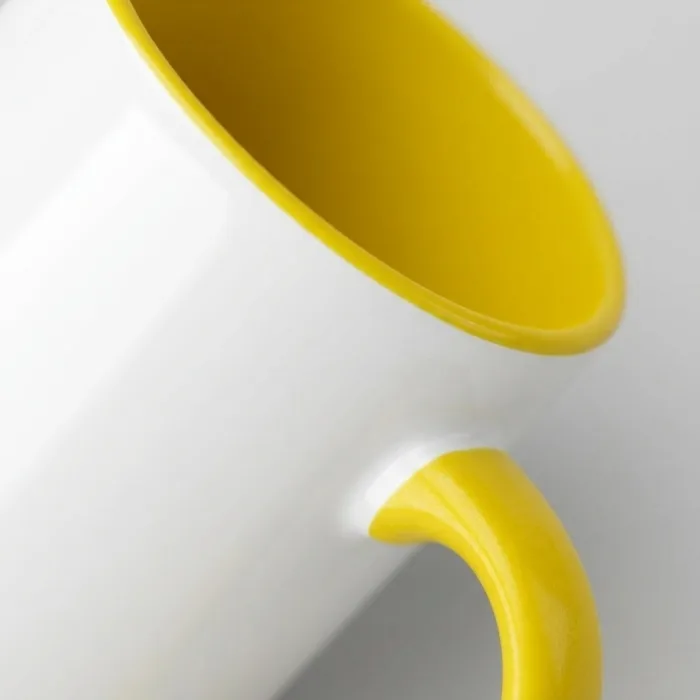 Inner Handle Colored Sublimation Mug - Yellow, 11 Oz TECHNICAL TEXTURE CLOSE-UP