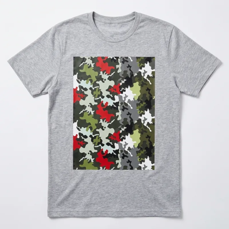 Army Camouflage Vinyl FINISHED T-SHIRT FLAT LAY