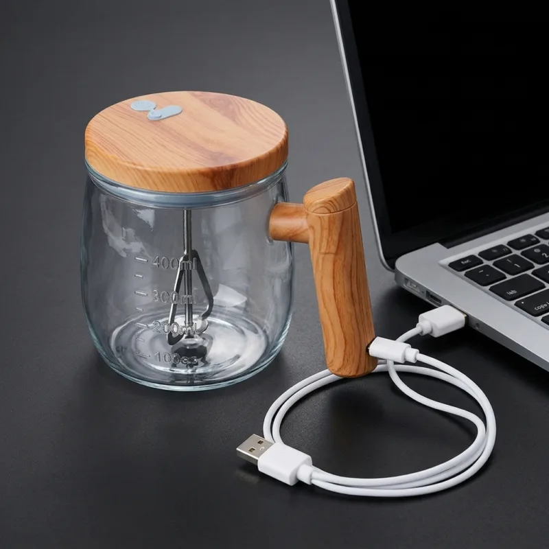 Glass Automatic Mixing Cup With Usb Cable USB CONNECTIVITY