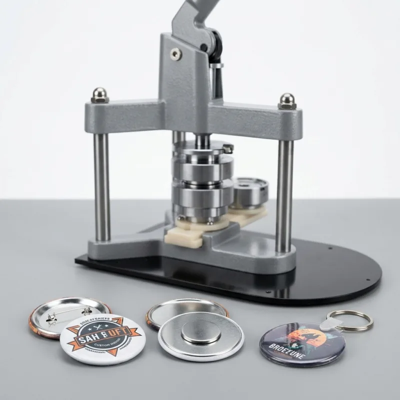 Grey Metal Badge Machine With 2 Mould END-PRODUCT SHOWCASE