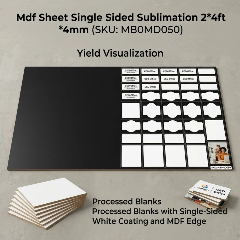 Mdf Sheet Single Sided Sublimation 2*4ft *4mm BULK YIELD VISUALIZATION
